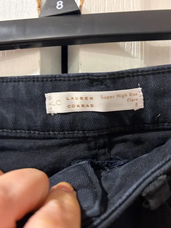 Lauren Conrad Black Super High Rise Flare Jeans Retro Chic Size 8 - Picture 2 of 4